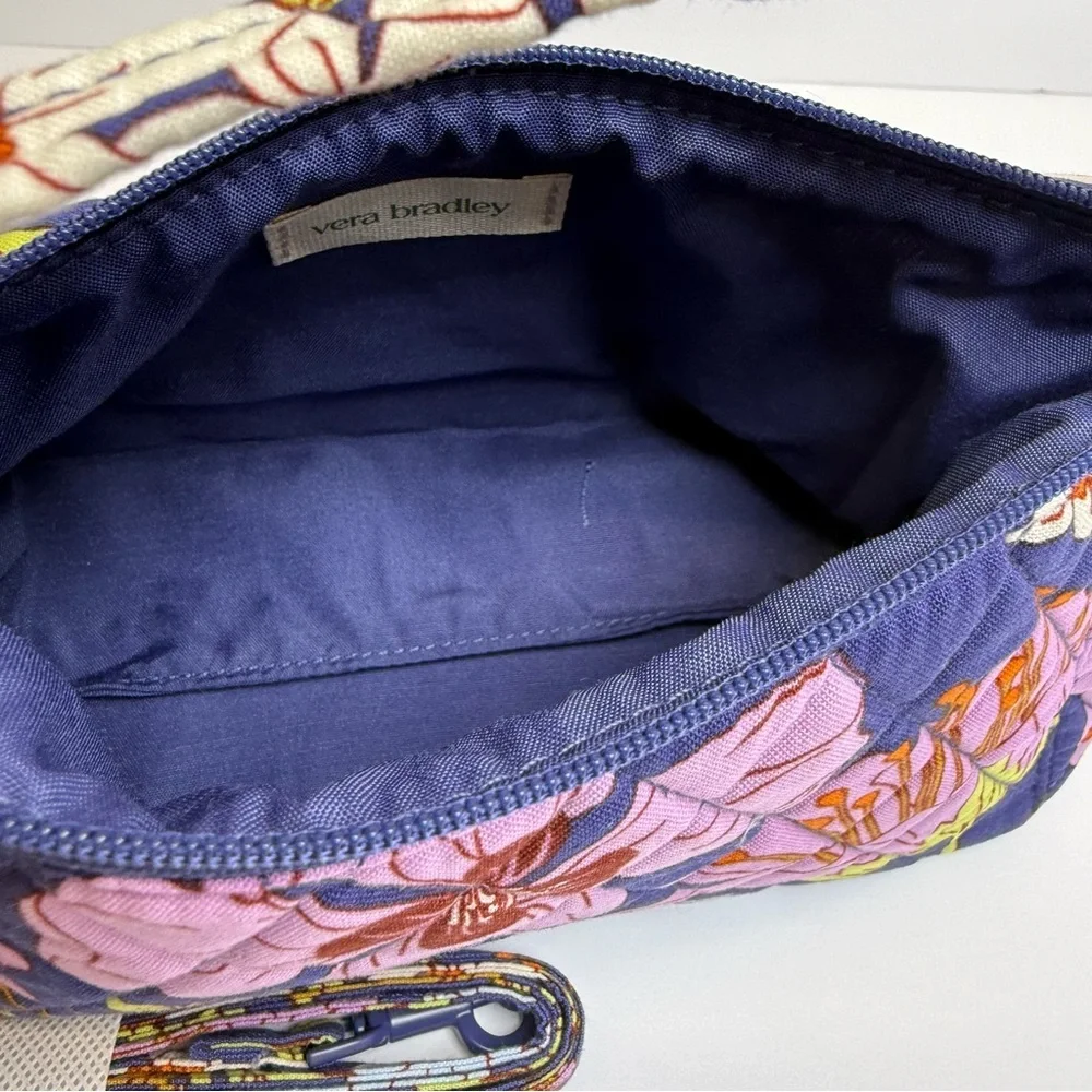 New Vera Bradley Mini Slouchy Crossbody Coffee Garden Bag Purse Floral Blue NWT